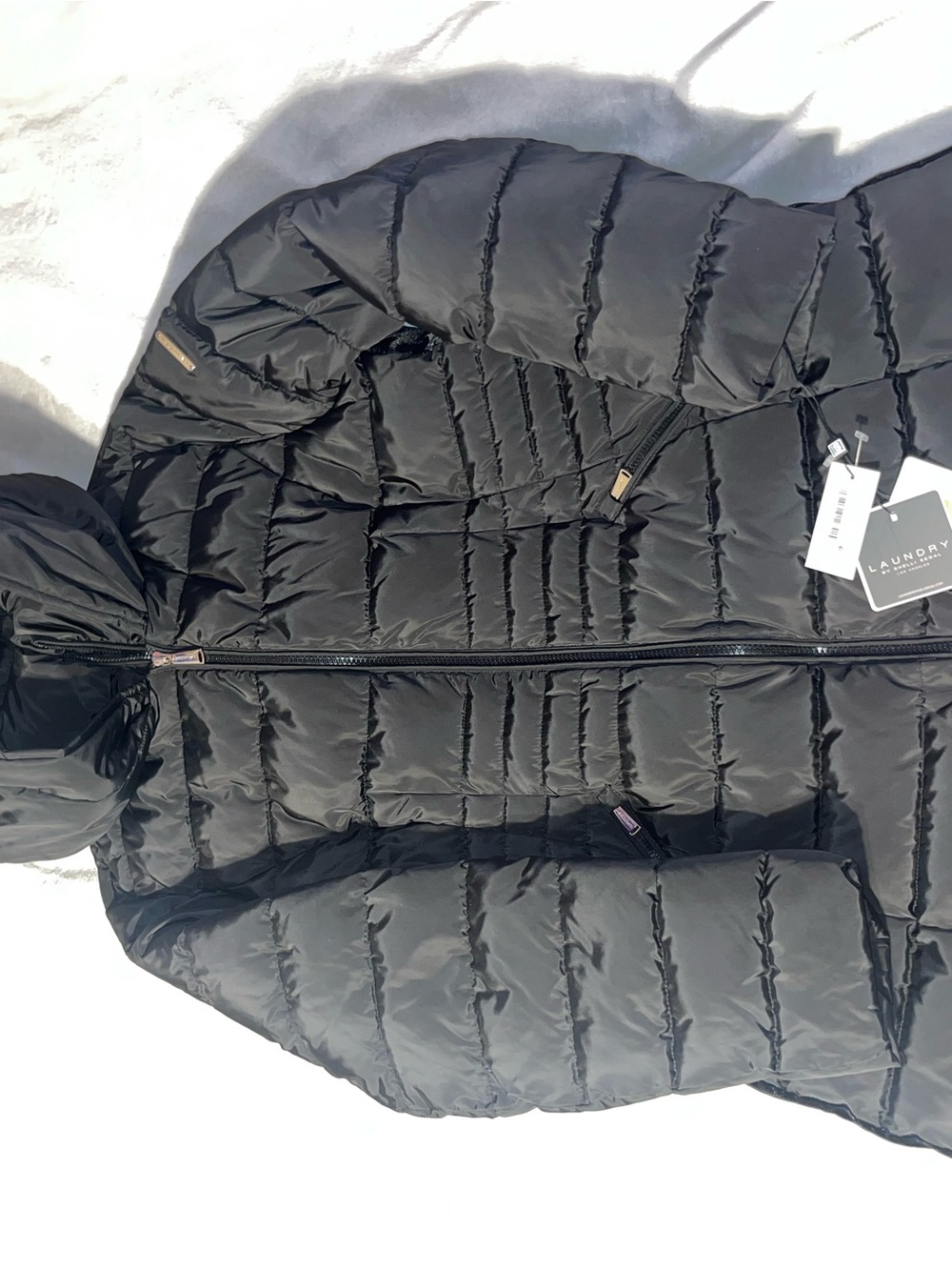 Laundry By Shelli Segal Black Quilted Hooded Puffer Jacket